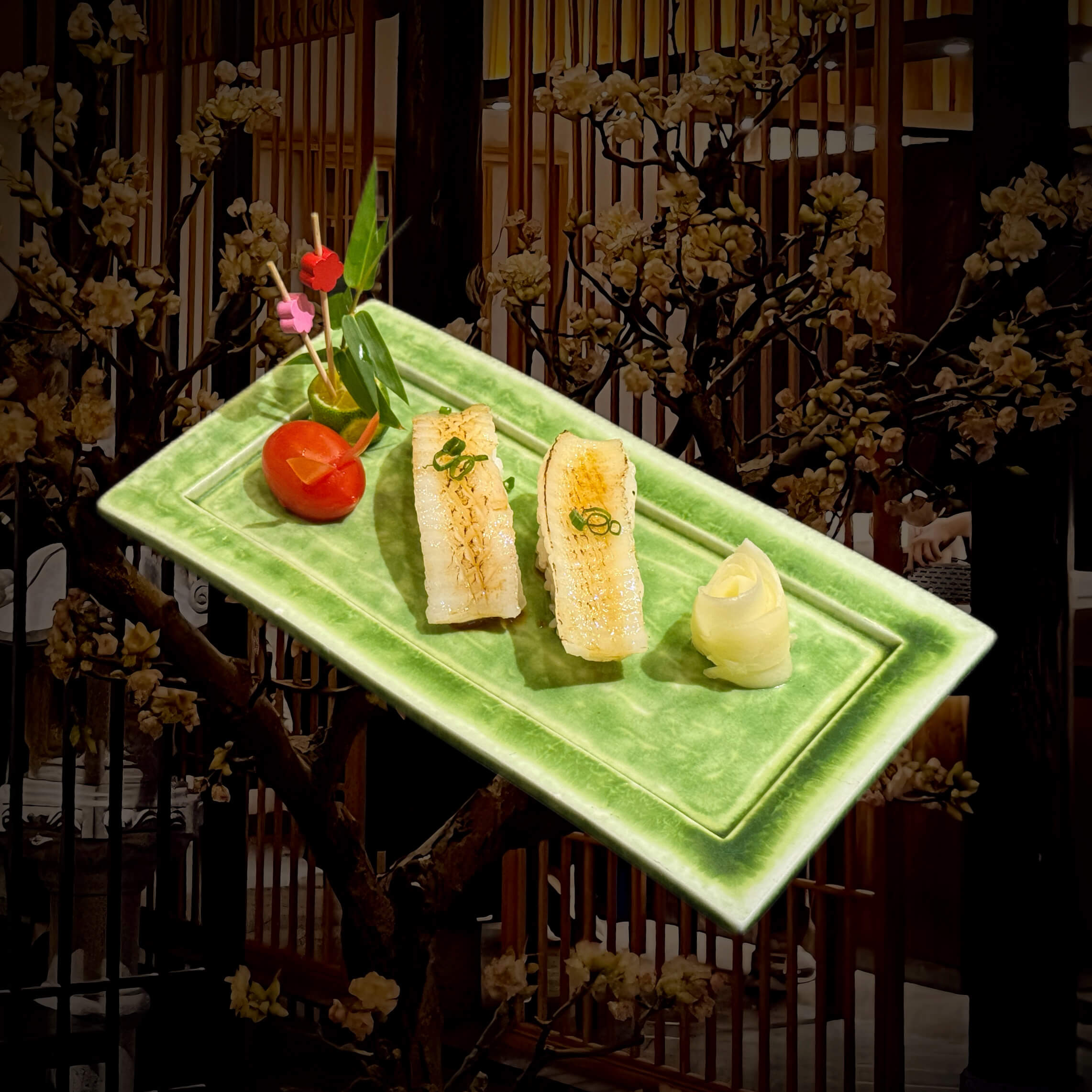 比目鱼缘边炙烤寿司